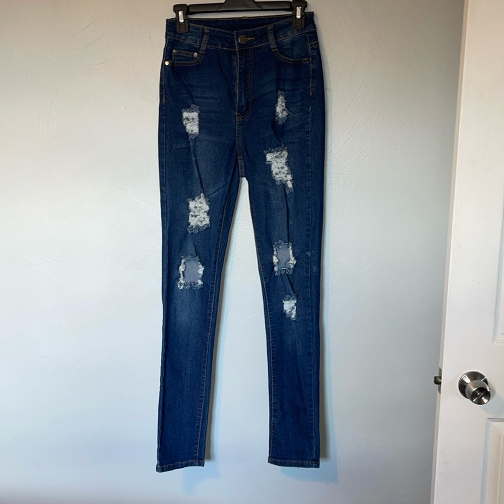 High rise distressed skinny jeans TALL 31” inseam